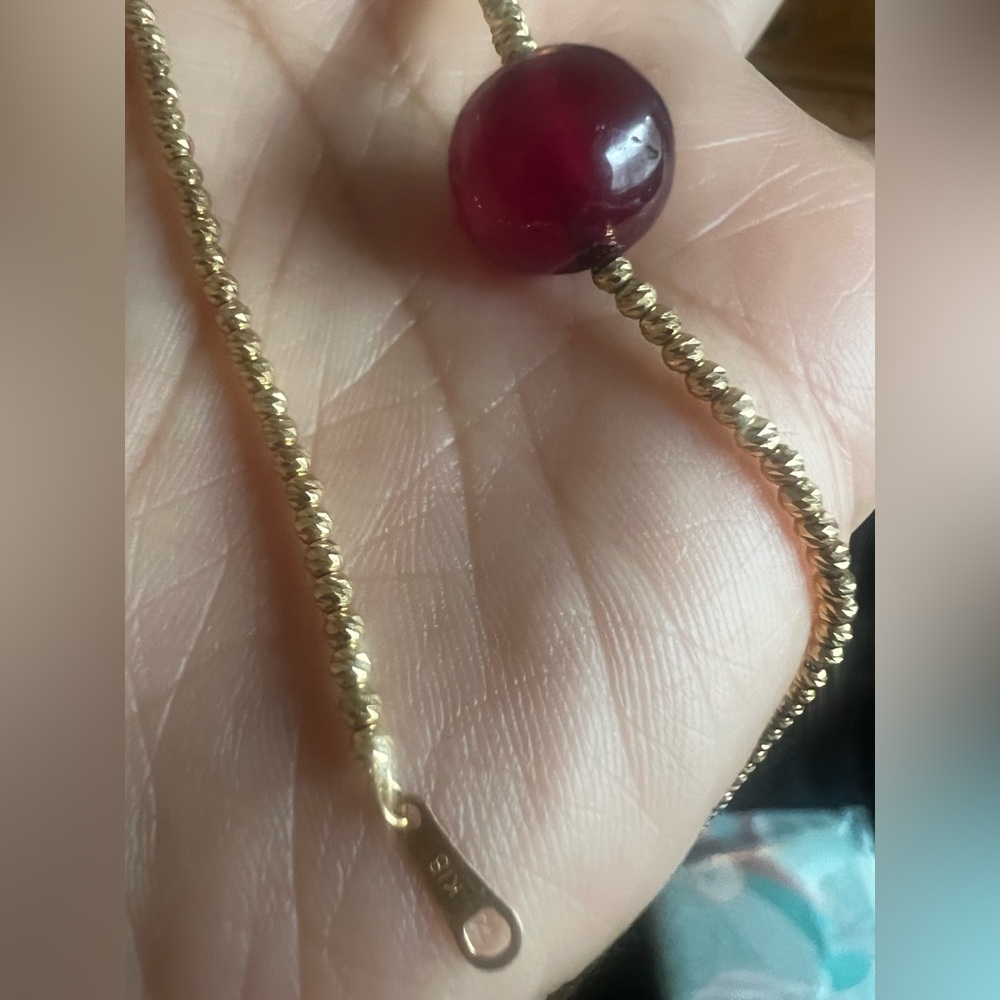 Red Ball Chain 18k Solid Gold - image 5